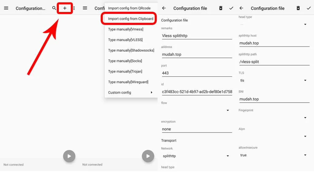 Cara Mudah Setting Akun Vless SplitHTTP di v2rayNG