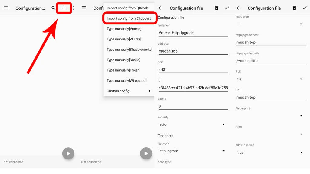 Cara Mudah Setting Akun Vmess HttpUpgrade TLS di v2rayNG