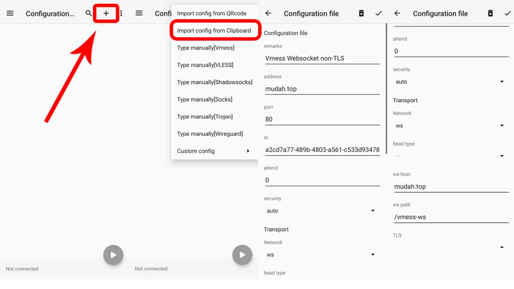 Cara Mudah Setting Akun Vmess Websocket Non-TLS di v2rayNG