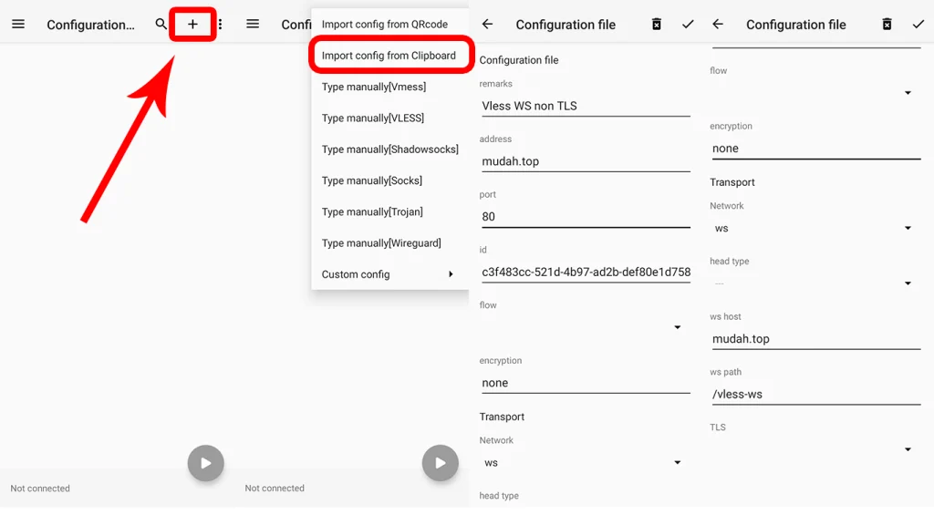 Cara Mudah Setting Vless WebSocket Non-TLS di v2rayNG